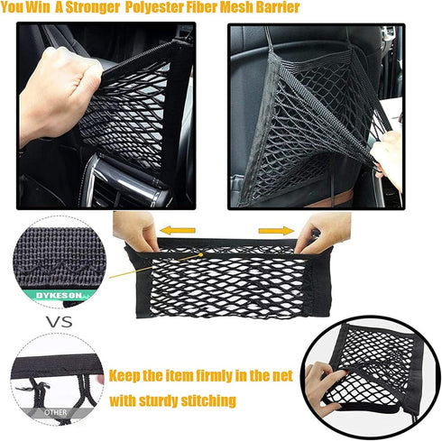 DYKESON Dog Car Net Barrier, Pet Barrier with Auto Safety Mesh Organizer for Cars, SUVs, Easy Install