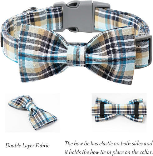 Lionet Paws Dog and Cat Collar with Bowtie, Adjustable Grid Collar for Small to Large Dogs