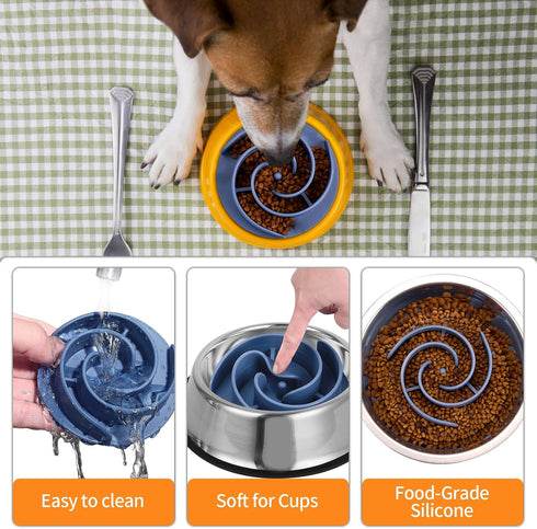 Bestalk Soft Silicone Dog Slow Feeder Insert, Slow Eating Feeder with Suction Cups for Small, Medium, and Large Dogs