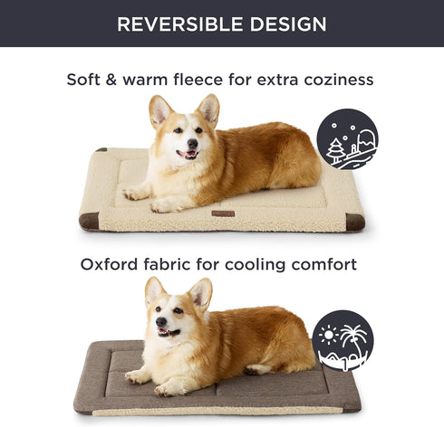 Bedsure Washable Dog Crate Bed for Medium Dogs, Reversible Foam Floor Dog Mat, Lightweight Travel Pet Beds