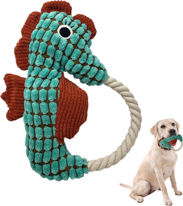 Sumuyo Plush Wrinkled Squeaky Dog Toy,2-Pack The Best Durable Teething Puppy Rope Chew