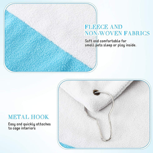 Shappy 2 Pcs Guinea Pig Hideout Corner Fleece Toys, Cute Ferret Hammock for Small Pets (Grey with Blue, Grey with Green)