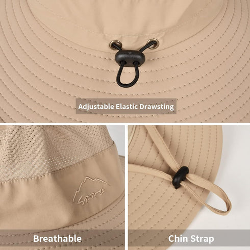 Sun Hats for Men Women, Fishing Hat UPF 50+ Breathable Wide Brim Summer UV Protection