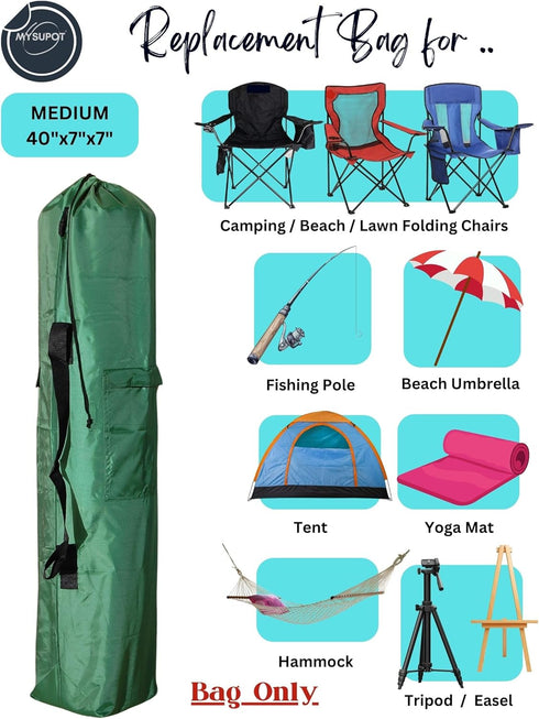 40"x7"x7" Hammock, 420D (Green, M) Replacement Bag for Folding Camping Chair, Camp Chairs, Yoga Mat, Beach Chair