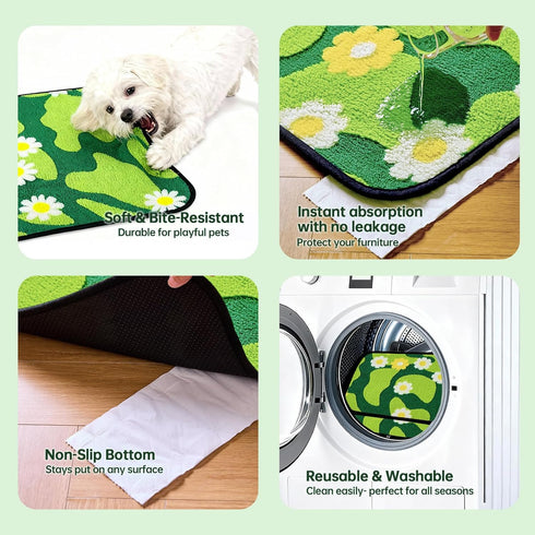 18"x24", 2 Pack Qeils Reusable Puppy Pads for Small Dogs, Washable Pee Pads with Non-Slip , Absorbent Leakproof Mat