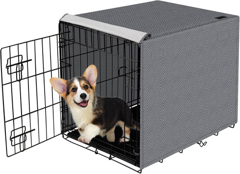Dog Crate Cover for 30 Inch Wire Cages - Indoor Breathable Polyester Kennel Cover, Machine Wash & Dry, Double Door