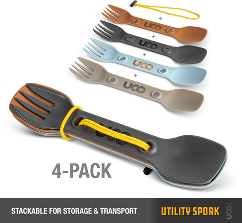 UCO Utility Spork 3-in-1 Combo Camping Utensil, 4-Pack