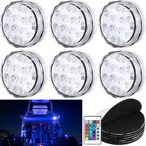 Retisee Marine Waterproof LED Boat Lights, Battery Operated Submersible Interior Lights with Remote