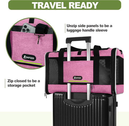 18x11x11 15 12 lbs, 20lbs GAPZER Cat Carrier Delta Airline Approved, Easy Load Soft Pet Plane Travel Bag pounds, Teacup