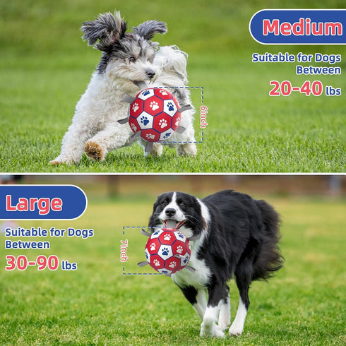 Dog Balls, Interactive Tug of War Toys, Soccer Ball with 9 Nylon Straps for Indoor Outdoor Play, Gift for Small Medium