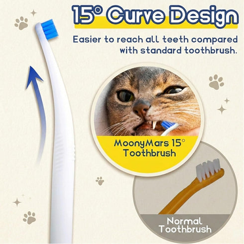 15 2 Cat Toothbrush, Small Dog & Puppy Tooth Brushing Kit, Ultra Soft & Mini Curved Head Teeth Brush for Kitten & Tiny