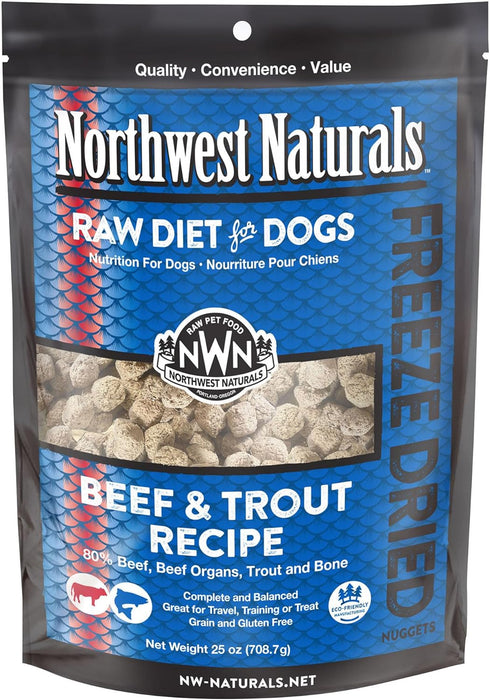 Northwest Naturals Freeze-Dried Beef & Trout Dog Food - Bite-Sized Nuggets -