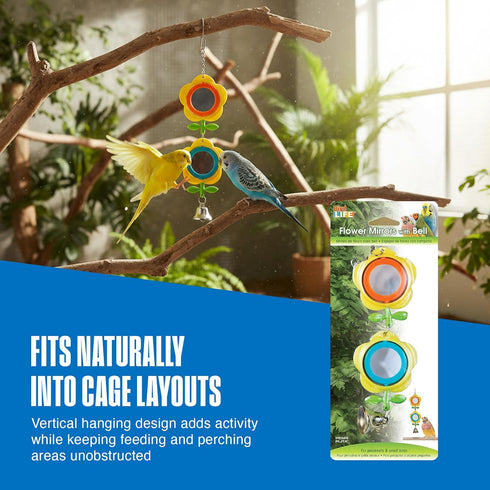 Finches, 3.7519.2 Penn-Plax Bird Life Two Flower Mirror with Bell - Interactive Bird Toy with Spinning Floral Mirrors