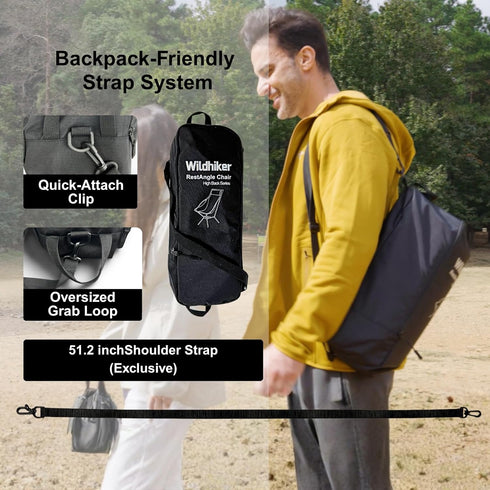 Backpacking, Wildhiker Portable Compact Folding Camping Chairs Lightweight High Back with Pillow, Deep Recline