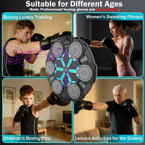 Lights,2 3-12+ Music Punching Machine for Kids Adults,Bluetooth Wall Mounted Boxing Trainer with Gloves,Rhythm Player