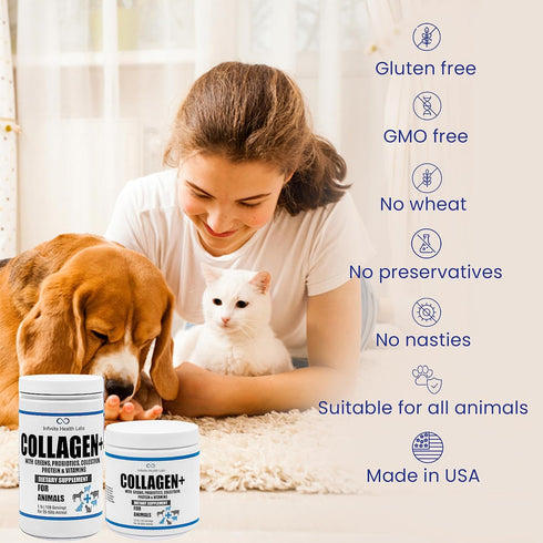 Collagen+ Ultimate Dog or Cat Food Topper with Probiotics, Enzymes, Glucosamine, Supports Joints