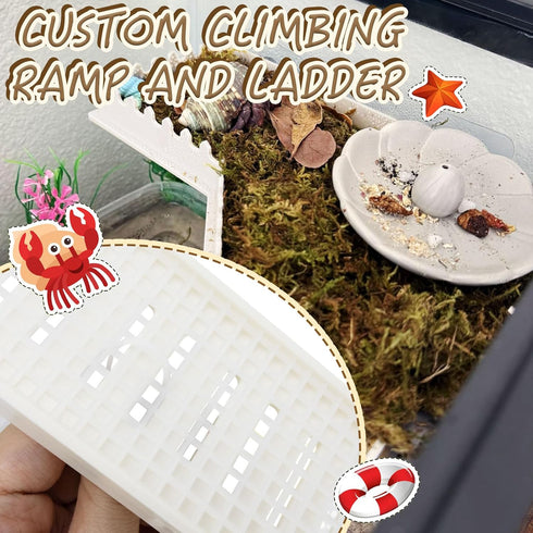 Niuohoy Hermit Crab L-Shaped Platform with Ladder Hermit Crab Climbing Toys, Habitat Tank Accessories, Reptile