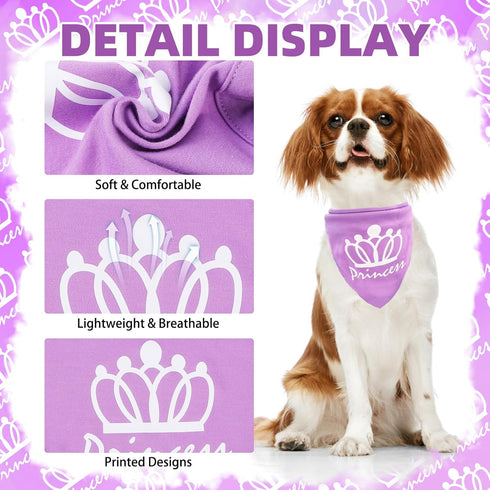 PUPTECK Dog Bandana - Triangle Bibs Scarf Pet Accessories, Photo Prop for Small Medium Large Dogs Girls, Purple