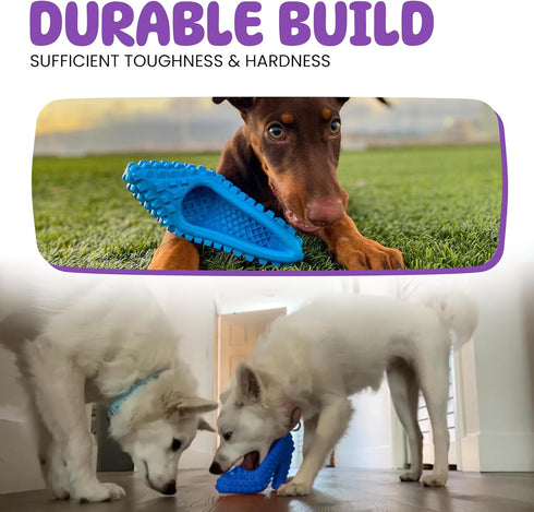 SUPER SHOE Dog Toy for Aggressive Chewers, Rubber Natural Teething Toys, Treat Dispenser for Small Medium Dogs