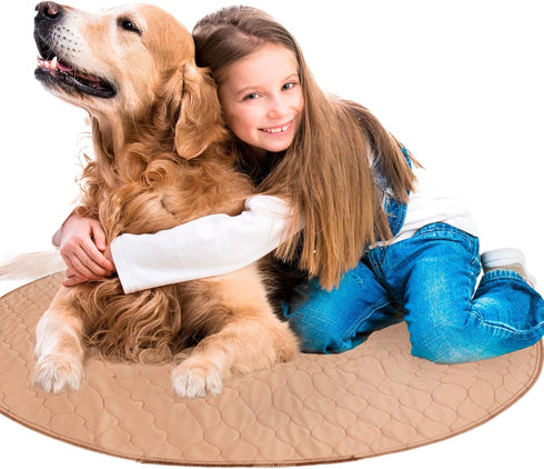 36 Inch EZwhelp Reusable Dog Pee Pad, Washable Waterproof Mat for Dog Potty Training or Whelping Pad, Round