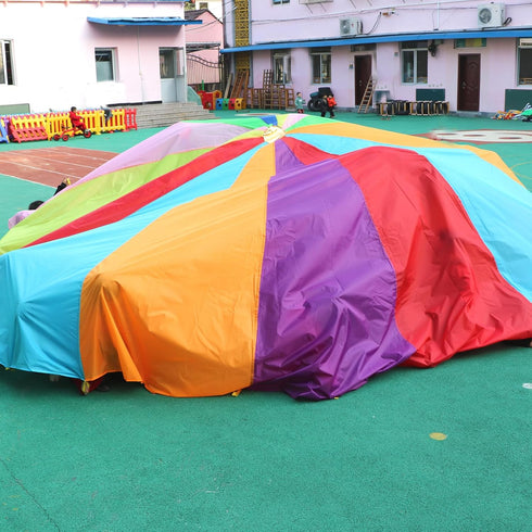 mifasuo 6ft 10ft 12ft 16 16ft 20ft (20ft 28 Kids Play Rainbow Parachute with Handles Tent Game for Children Gymnastics