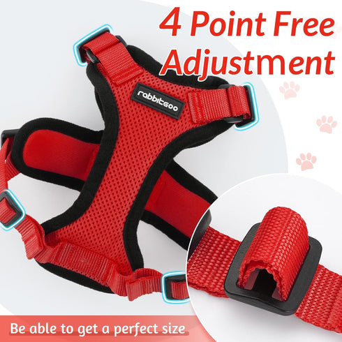 rabbitgoo Cat Harness and Leash - Soft Adjustable Vest for Walking, Escape Proof, Breathable Reflective Strips (Red, S)