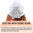 Solaris Floral Scarf Wide Brim Women's Sun Hat, with Neck Flap Foldable UV Protection Cap for Garden Beach Hiking