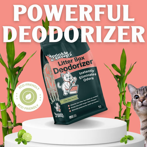 Sprinkle & Sweep Litter Box Deodorizer, Non-Toxic Cat Litter Deodorizer, Eliminates Foul Odors, One Month Supply (8oz)
