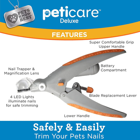 Allstar Innovations PetiCare LED Light Pet Nail Clipper, Great for Trimming Cats & Dogs Nails & Claws, 5X