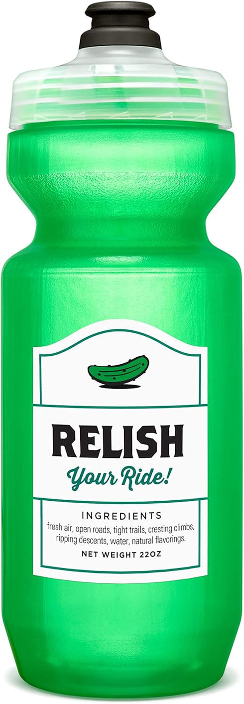 Relish Your Ride 22 Ounce Purist Water Bottle with MoFLo Cap, Resists Stains & Tastes Better, Flexible Bicycle Bottle