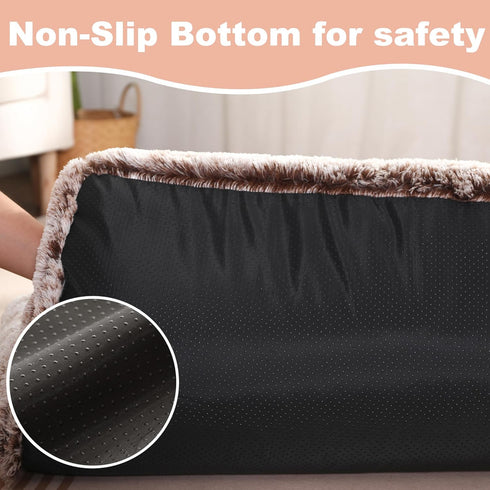 Waterproof Dog Crate Bed 17"x12" Brown, Plush Dog Bed with Removable Washable Cover for Small Dogs
