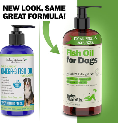 Wild Caught Fish Oil for Dogs - 16oz - Omega 3-6-9, Reduces Shedding, Supports Skin, Coat, Joints, Heart