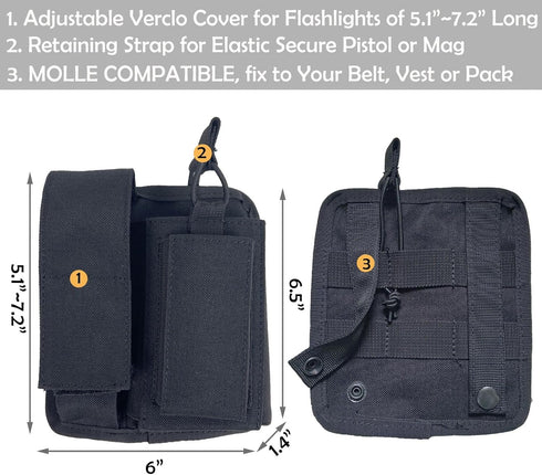 HOFENTIGU 1911 Tactical Seat Covers Car Seat Pistol Holster Molle Panel with Zipper Pocket Holster for Concealed Carry