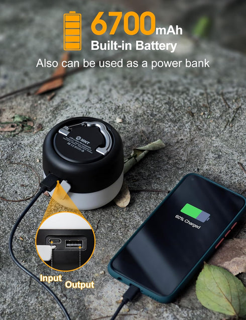 1000LM, 300H 6700mAh LED Camping Lantern Rechargeable Up to Running Time Camping Tent Light, Emergency Hanging Light