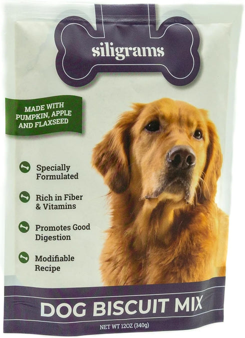 May & Lou Siligrams Healthy Dog Biscuit Mix - Bake at Home - Pumpkin, Apple, Flaxseed - Gift for Dogs - Homemade Dog Treats - Nutritious Baking Mix - Healthy Recipe - Easy Instructions