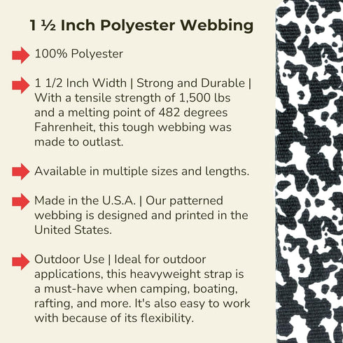 Country Dairy Cow Print Polyester Webbing - Brook Design