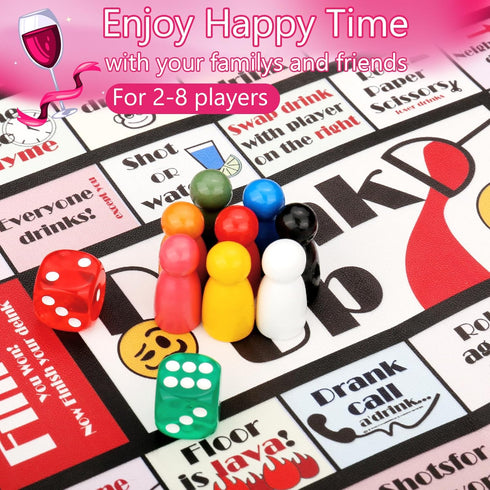 21+,2-8 Drinking Board Games for Adults Girls Night,Waterproof Leather Mat Drinking Games,Party Interactive Drinking
