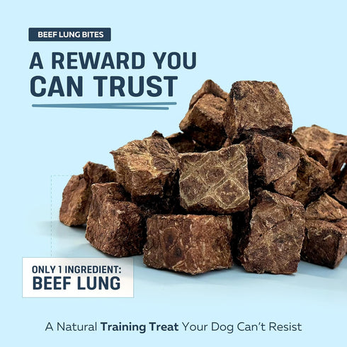 8 oz, 100% Big Lu High-Protein Training Dog Treats, Natural Single-Ingredient Beef Lung Bites, Rich in Glucosamine