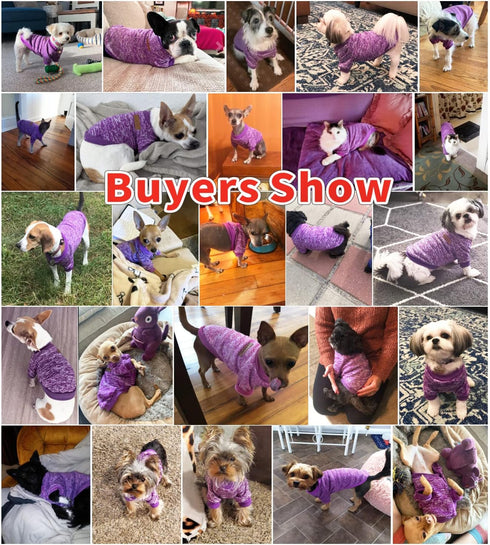Idepet Pet Dog Knitwear Sweater, Soft Fleece Coat for Small, Medium, Large Dogs, Purple (L)