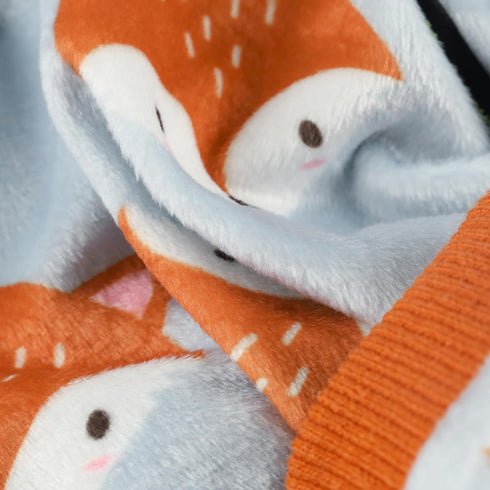 Fitwarm Funny Fox Dog Pajamas, Warm Dog Onesie for Small Dogs, Lightweight Velvet Pet Outfit, Gray, Orange, XL