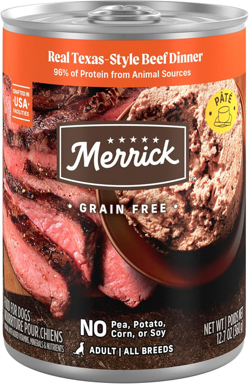 Merrick Grain Free Premium And Natural Canned Dog Food, Soft And Healthy