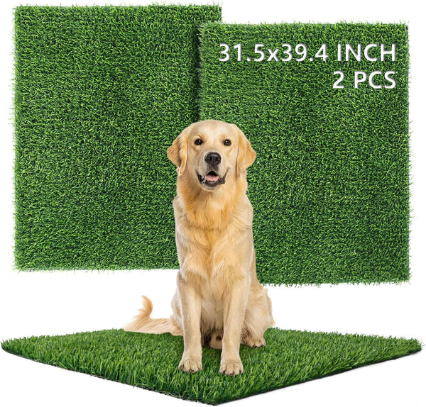 TOOKOO 2 Pack Fake Grass Pee Pad for Dogs Potty Traning - 31.5"x39.4"