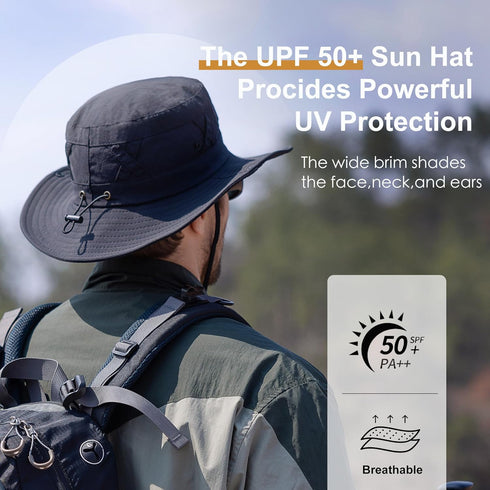 UV Protection Sun Hats for Women Men, Packable Wide Brim Cowboy Hat, UPF50 for Hiking Fishing