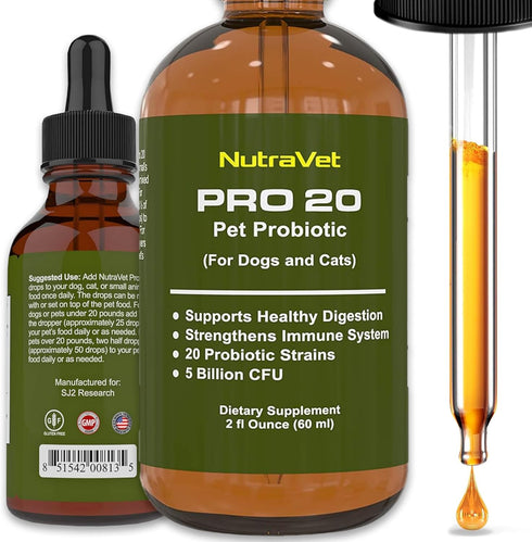 Probiotics for Dogs and Cats - 120 Servings, 100% Natural Digestive Enzymes for Healthy Digestion