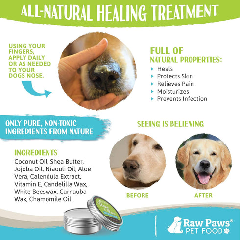 Raw Paws Nose & Paw Balm - Value Size - (4-Ounce) - Dog Nose Balm & Cat Nose Relief for Dogs & Cats