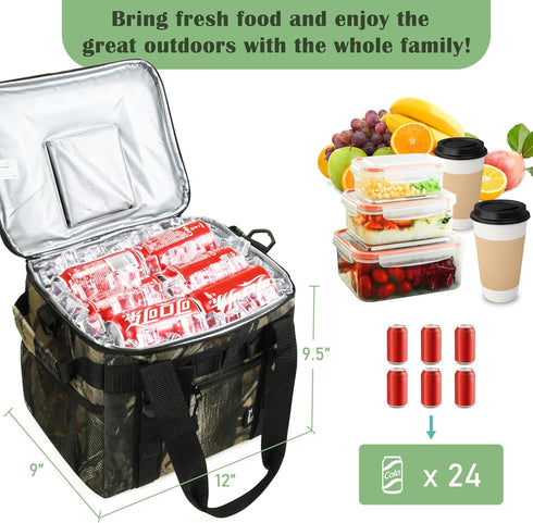Tirrinia Large Insulated Cooler Bag, Outdoor Leakproof Cooler Box with Adjustable Shoulder Strap for Camping, Picnic