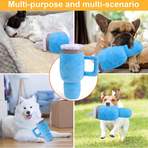 Mity rain Funny Tumbler with Handle Cup Dog Toys, Cute Interactive Squeaky Toys for Small and Large Dogs