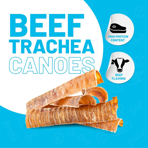 6" 20 100% Sitka Farms Beef Split Trachea Canoe - Pieces - Dental Health Treat - Bone and Chews - Natural Premium Dog