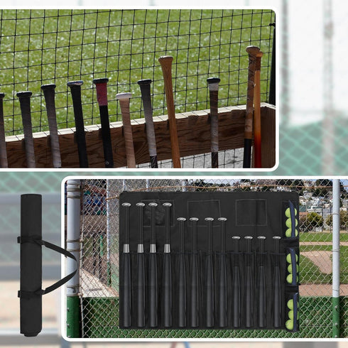 Woanger 15 Player Dugout Organizer and 12 Bats Hanging Bag, Baseball Helmet Holder with Black and Blue Dry Erase Marker