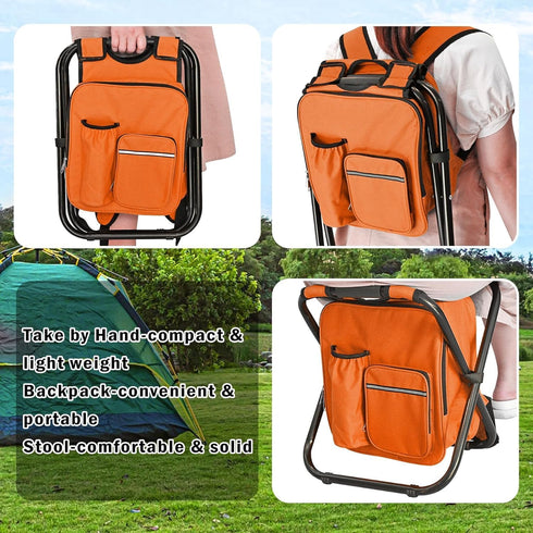 Backpack 300 LBS Backpack Kikerike Stool Cooler Chair Heavy Duty Max Load Portable Lightweight Stool Folding Fishing